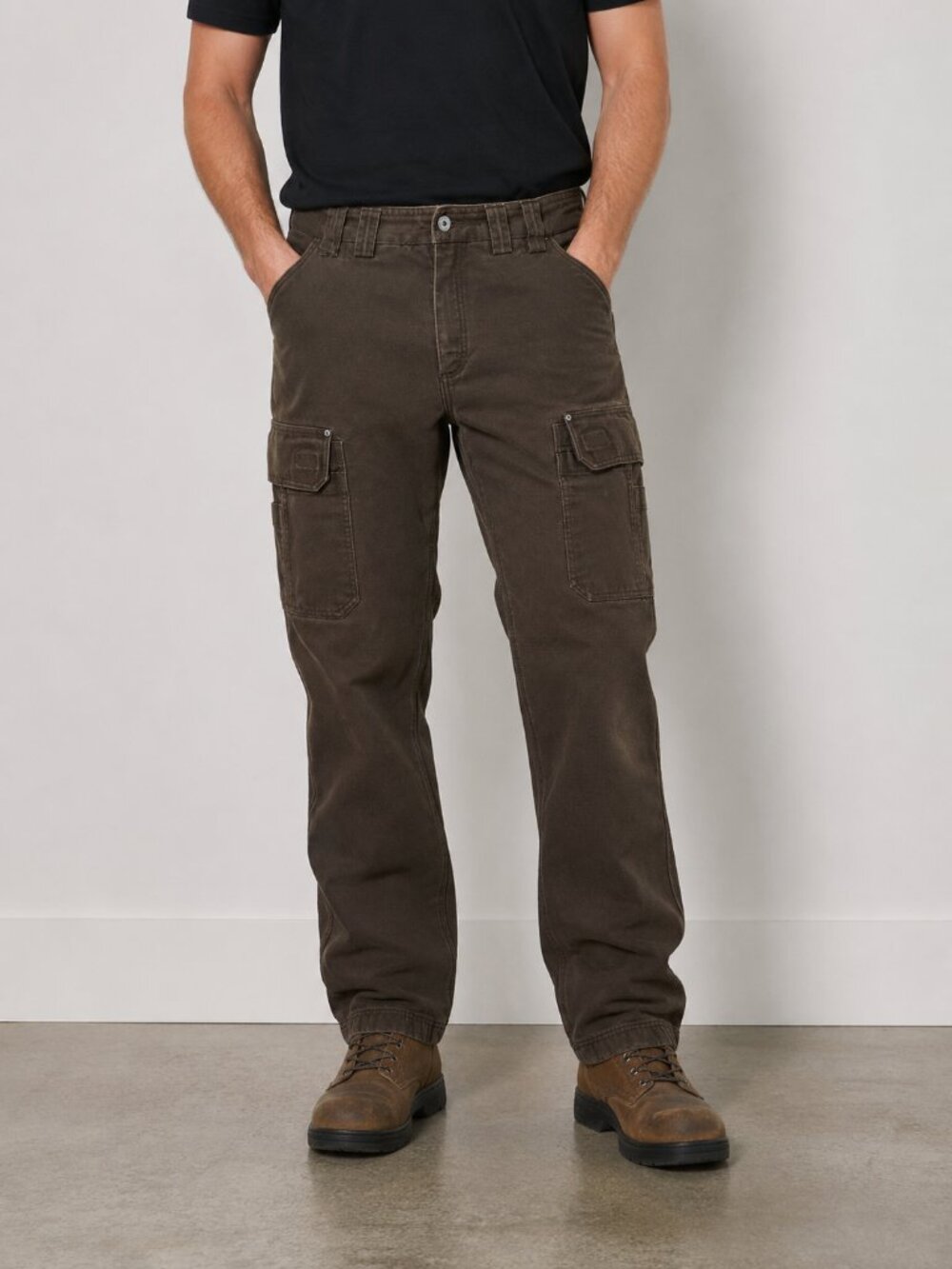 Duluth Trading Fleece Lined Brown Cargo Work Pants Men's 34x34